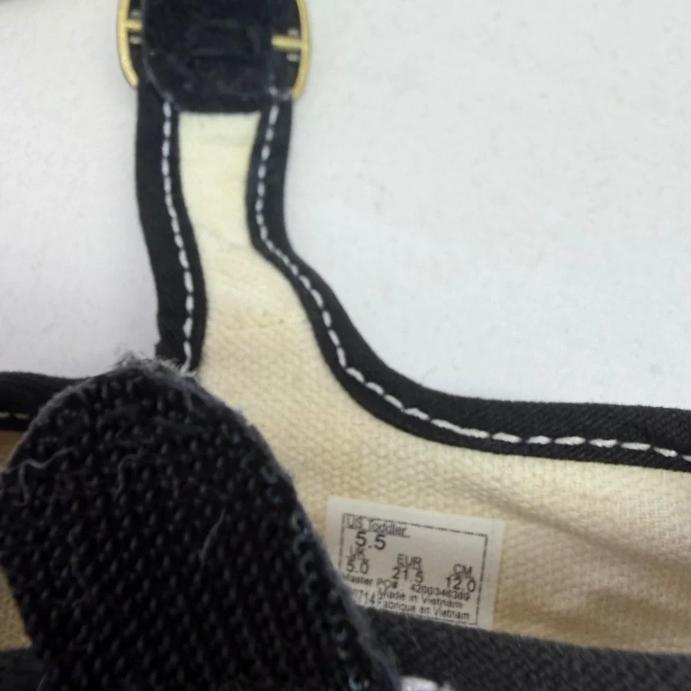 Vans Mary Jane Toddler 5.5 Black White Canvas Buckle Strap Skate Shoes